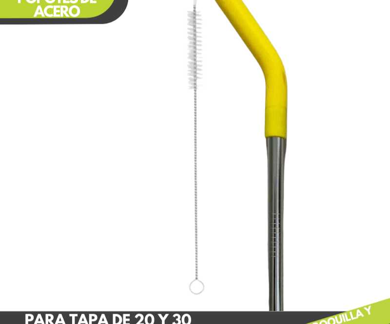 Popote con boquilla amarilla y cepillo