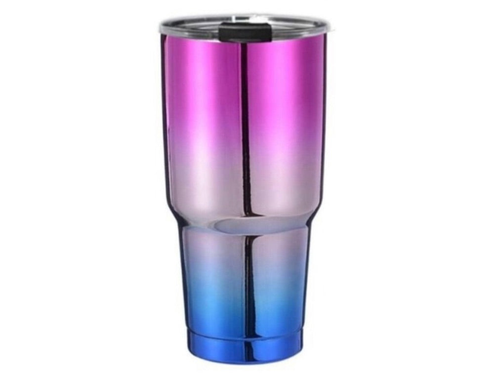YETI rambler 30oz, color tornasol rosa azul
