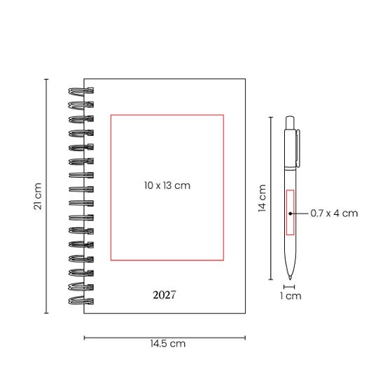 Agenda diaria Lette 2027 Negro- Boligrafo incluido