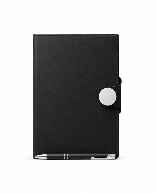Libreta tipo agenda negra-BOLIGRAFO INCLUIDO