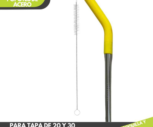 Popote con boquilla amarilla y cepillo