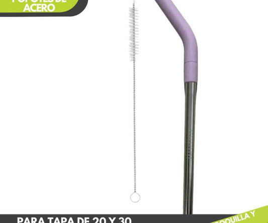 Popote con boquilla lavanda y cepillo