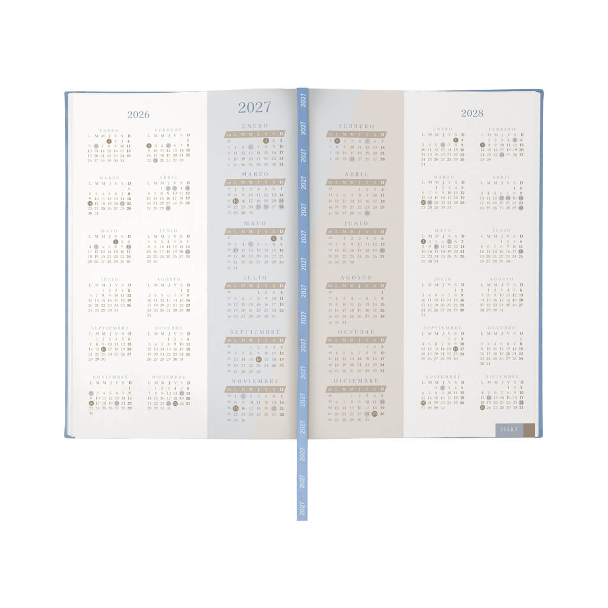 Agenda diaria clasica 2027 azul cielo- boligrafo de regalo