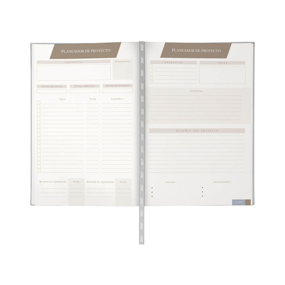 Agenda diaria clasica 2027 gris- boligrafo de regalo