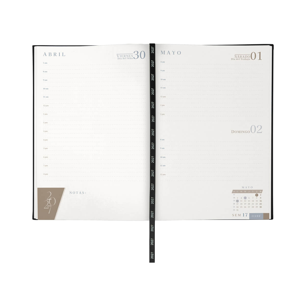 Agenda diaria clasica 2027 negro- boligrafo de regalo