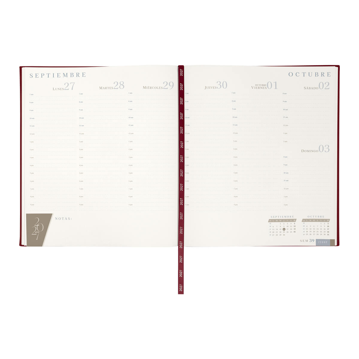 Agenda ejecutiva semanal 2027 vino- boligrafo de regalo