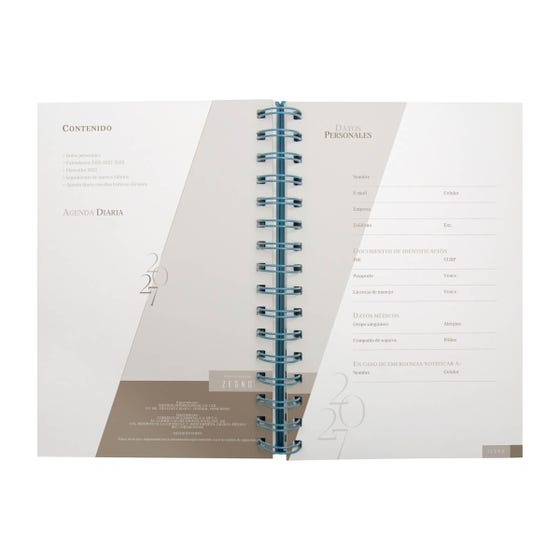 Agenda diaria Lette 2027 Azul- Boligrafo incluido