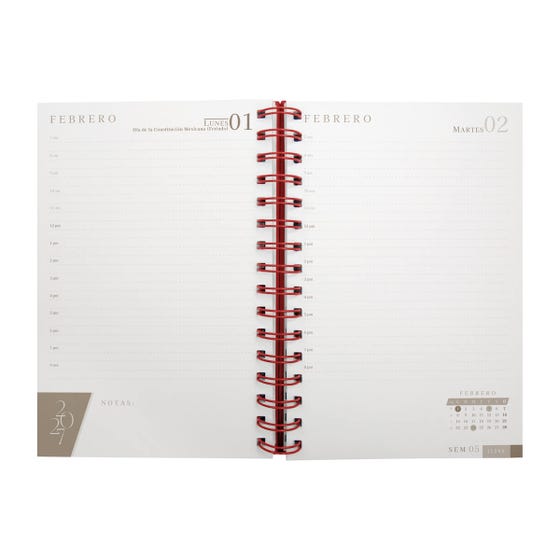 Agenda diaria Lette 2027 rojo- Boligrafo incluido
