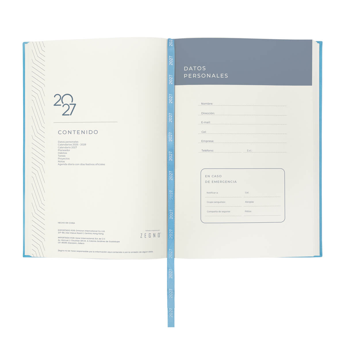 Agenda Terra diaria 2027 azul cielo- boligrafo de regalo