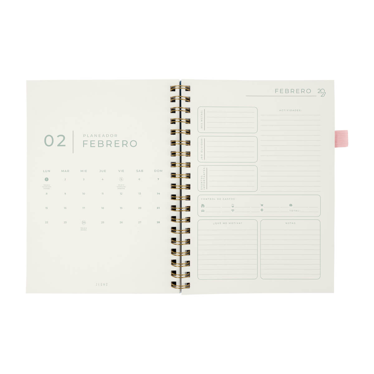 AGENDA SEMANAL TERRA 2027 ROSA-BOLIGRAFO INCLUIDO